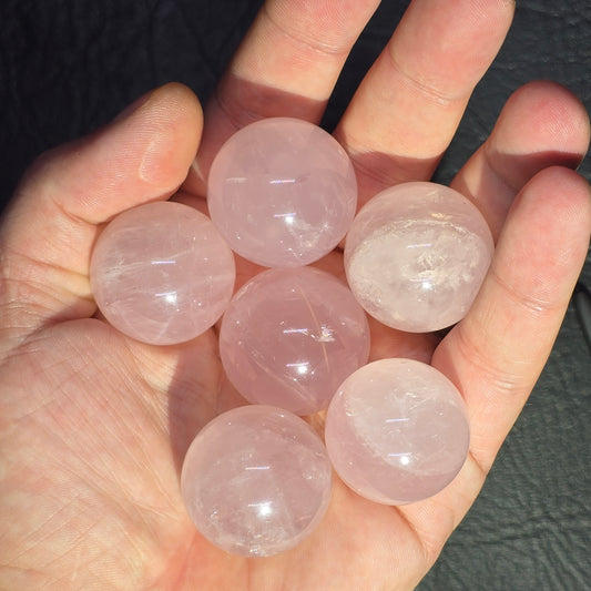 Rose Quartz Spheres Six Line Star