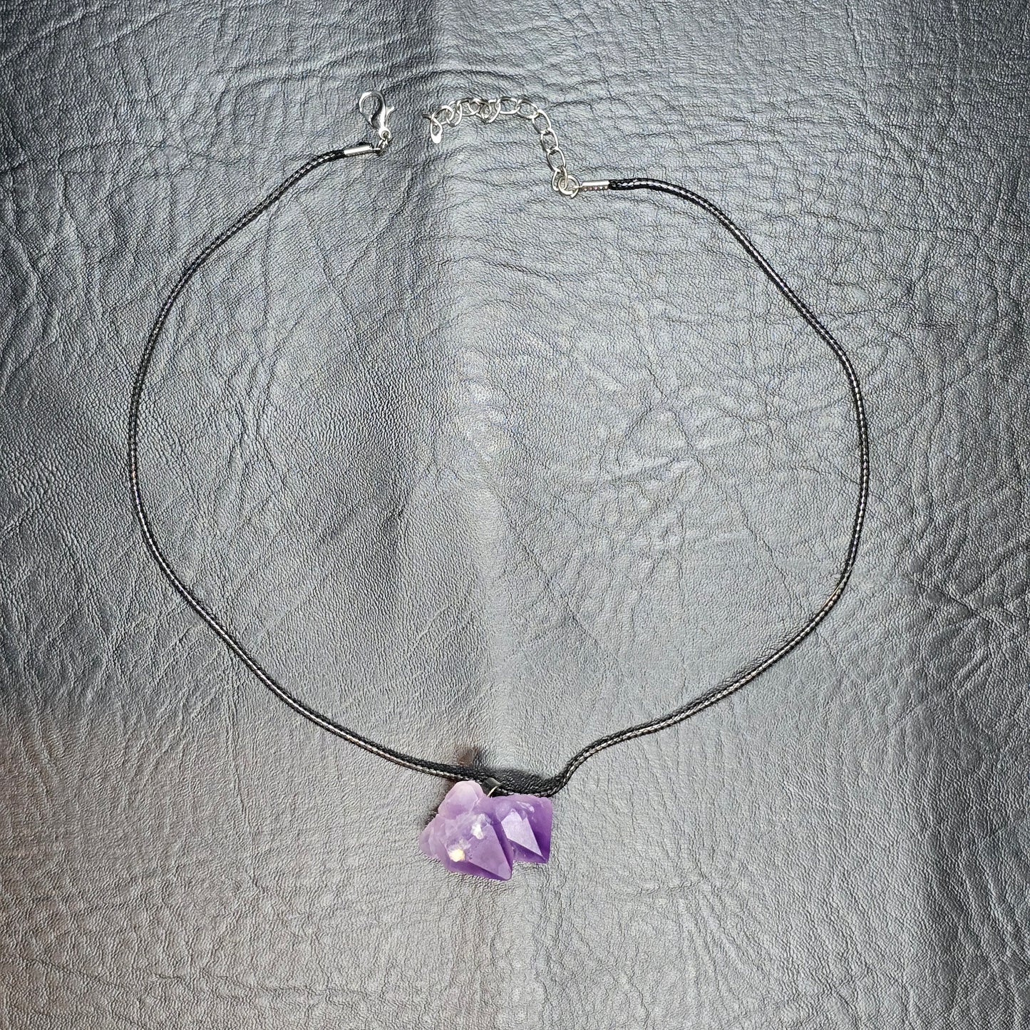 Raw Amethyst Cluster Pendant Necklace