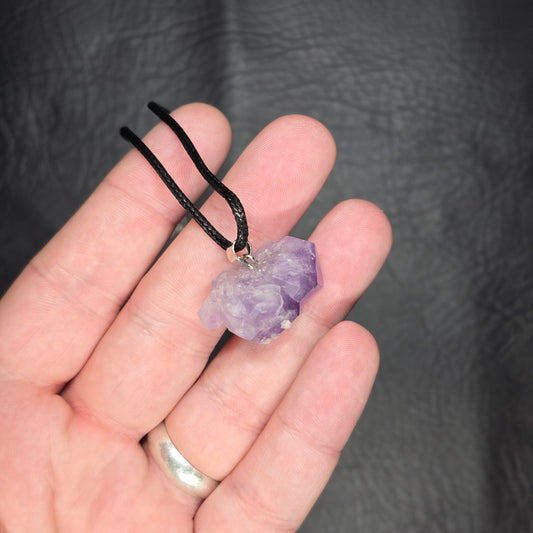 Raw Amethyst Cluster Pendant Necklace