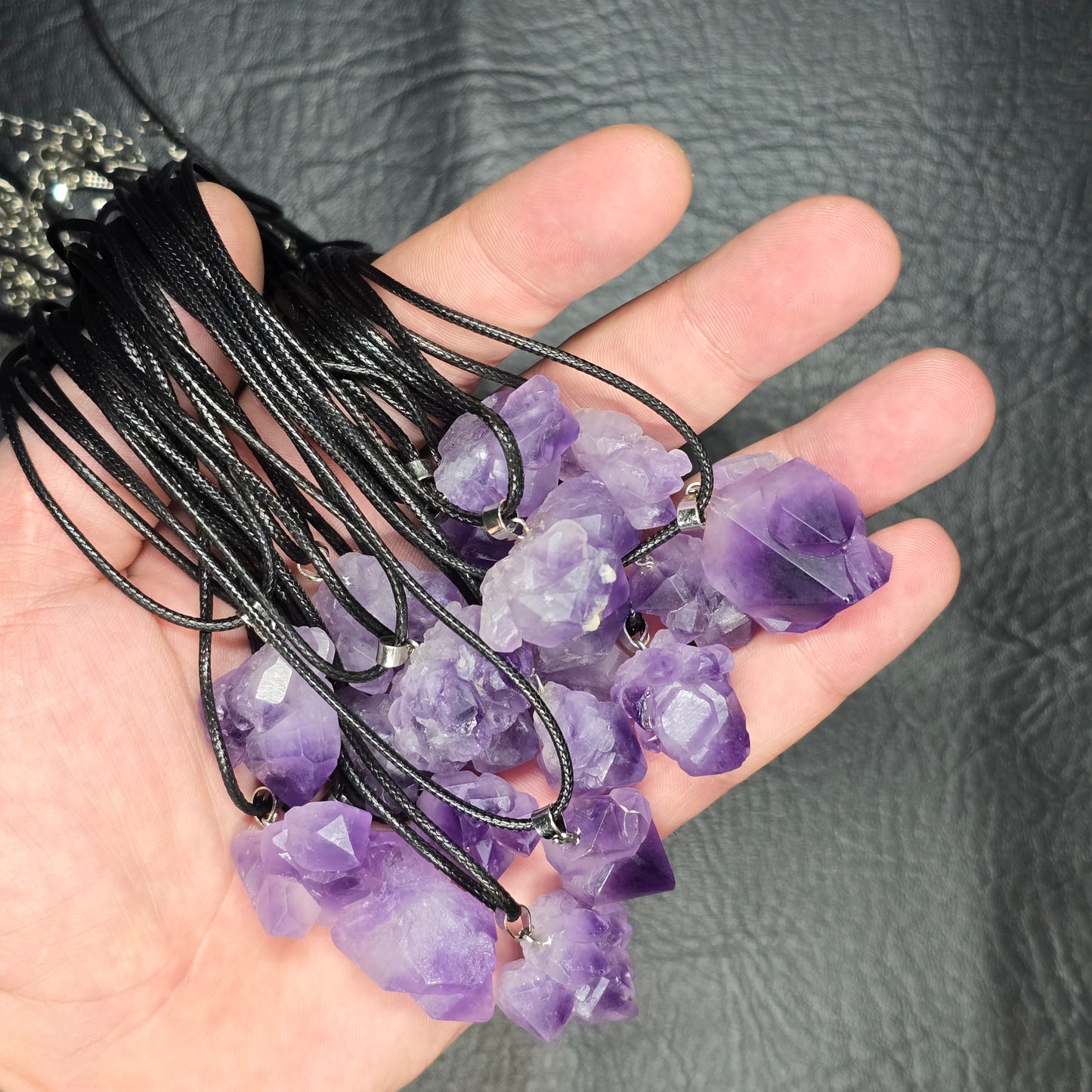 Raw Amethyst Cluster Pendant Necklace